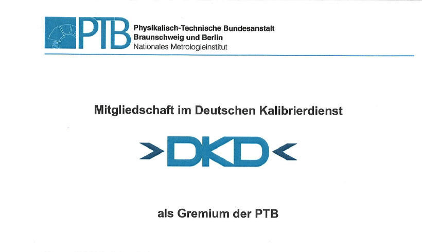 Neu: Mitgliedschaft im Deutschen Kalibrierdienst (DKD)